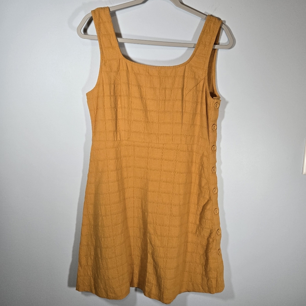 Good Luck Gem Mustard Yellow Button Side‎ Jumper Dress Size Medium 90s Style